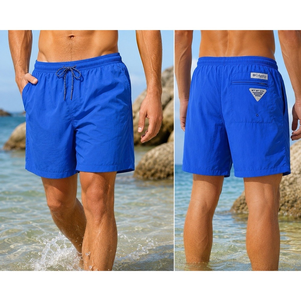 Columbia PFG Men's Blue Swim Trunks Shorts Mesh Lined Size Large Beach Vacation